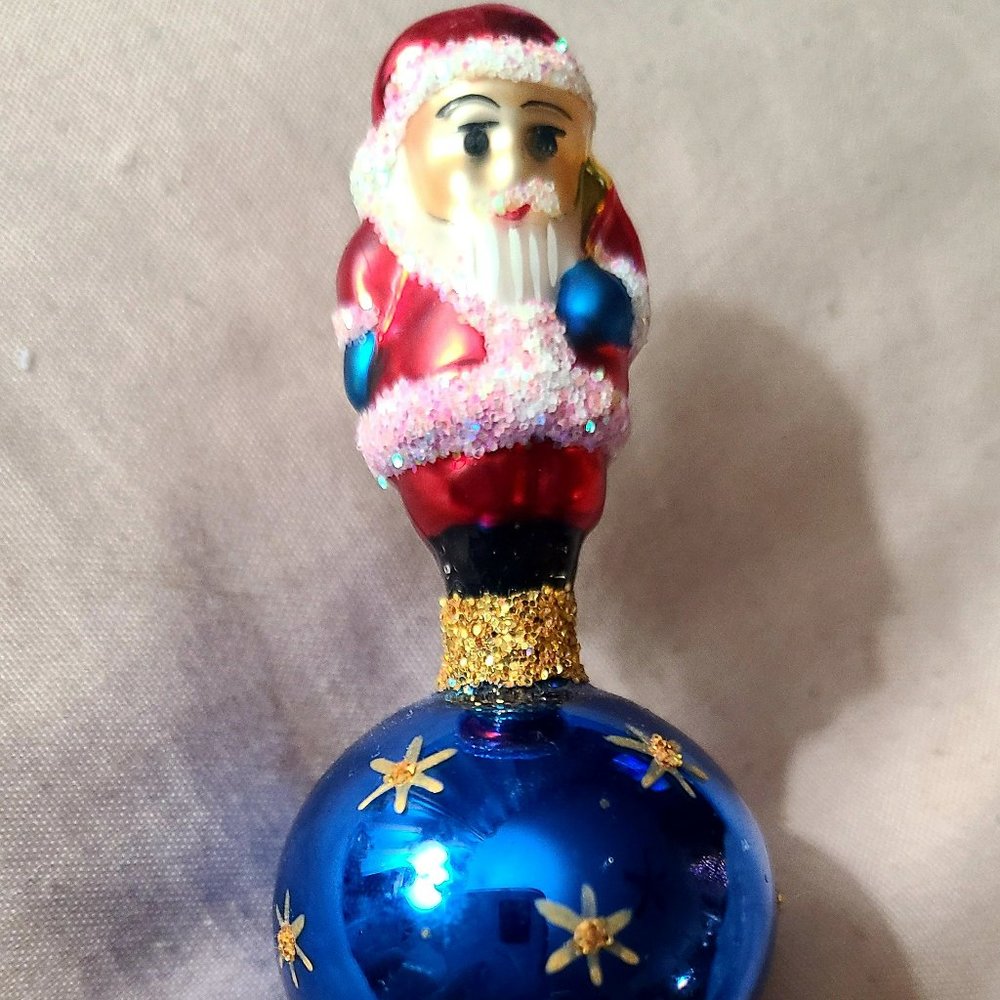 Retired Christopher Radko Group Holiday Star Santa with two sided clip 95-027-0